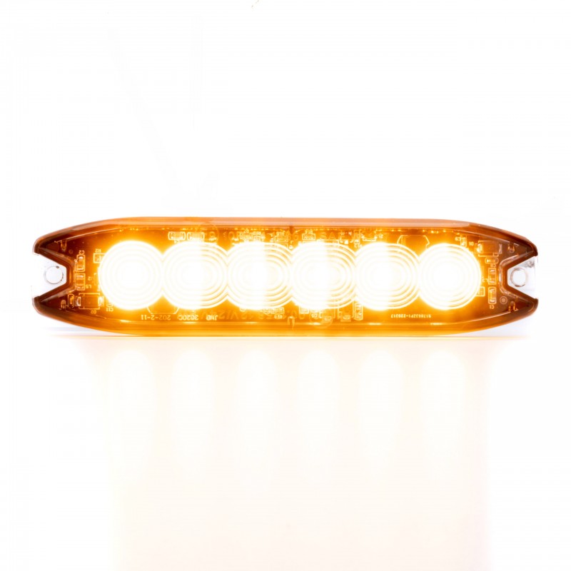LED Flitser 12/24V 6x3W - 15 Flits patronen - Oranje - Dun model 13x3x0,9 cm - ECE R65 / R10